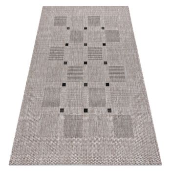 Alfombra De Cuerda Sisal Floorlux 20079 Cuadrícula Plateado / Negro 200x290 Cm