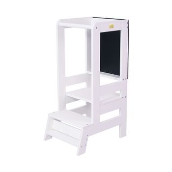 HOMCOM Torre de Aprendizaje para Niños Taburete Infantil con Altura  Ajustable en 3 Posiciones para Cocina Baño 47x47x90 cm Gris