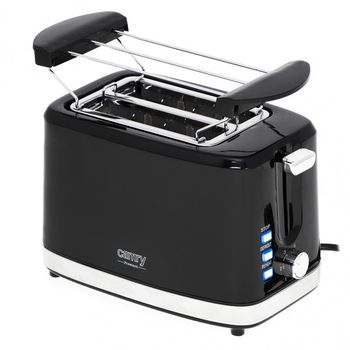 Tostadora 2 Rebanadas 900w Negra Con Parrilla Superior