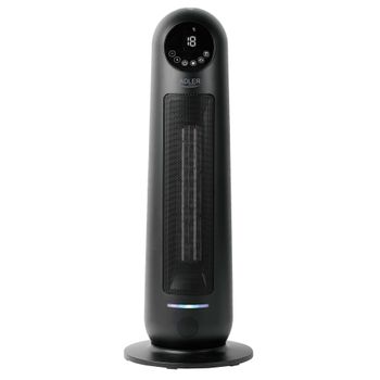 Calefactor De Torre Cerámico, Mando Distancia, Temporizador Temperatura 10 A 49°c, Oscilante Negro 2200w Adler Ad 7731