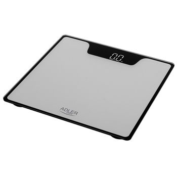 Báscula De Baño Digital Alta Precisión 180kg, Pantalla Led Apagado Automático, Vidrio Templado Plata  Adler Ad8174s