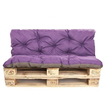 Cojines Para Paléts, Asiento 120x80 - Respaldo120x40 Morado.setgarden