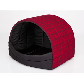 Cama Para Perro R3 55x43x38 Cuadros Rojos Suflera