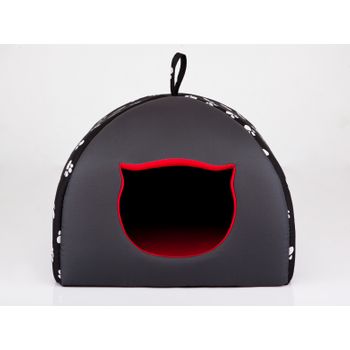 Caseta Para Gatos Con Almohada R3 49x49 Negro Huellas Igloo