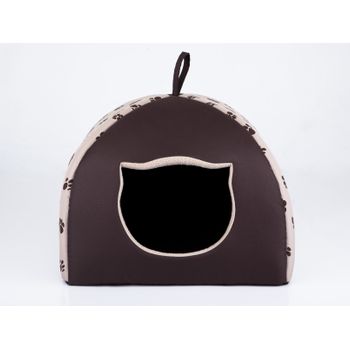 Caseta Para Gatos Con Almohada R3 49x49 Beige Huellas Igloo