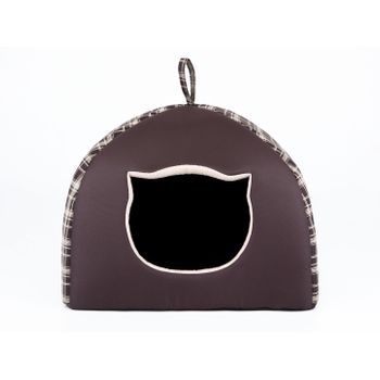 Caseta Para Gatos Con Almohada R2 44x44 Cuadros Marrones Igloo