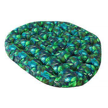 Cojín Para Cesta Columpio De Jardín Moon 100x128x8 + Reposacabezas, Hojas Azules