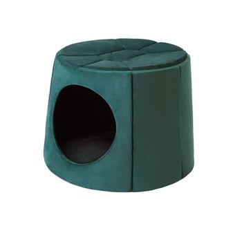 Caseta Y Cama Para Perro 2en1 Con Almohada Turtle R1 59x59x48 Verde