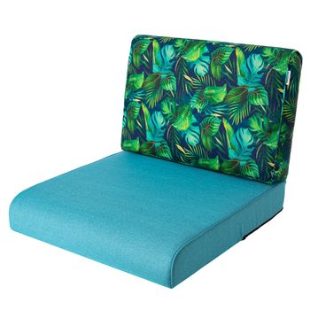 Cojines Nel Para Sofá O Sillones De Jardín En Ratán, R1 50x50 Azul+hojas Azules