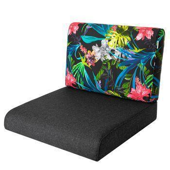 Cojines Nel Para Sofá O Sillones De Jardín En Ratán, R1 50x50 Negro+hojas De Colores