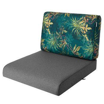 Cojines Nel Para Sofá O Sillones De Jardín En Ratán, R3 70x70 Grafito+cesped Verde