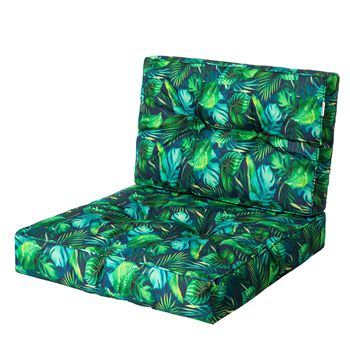 Cojines Kaja Para Sofá O Sillones De Jardín En Ratán, R1 50x50 Hojas Azules