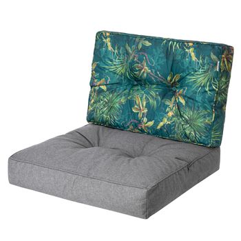 Cojines Kaja Para Sofá O Sillones De Jardín En Ratán, R2 59x59 Grafito+cesped Verde