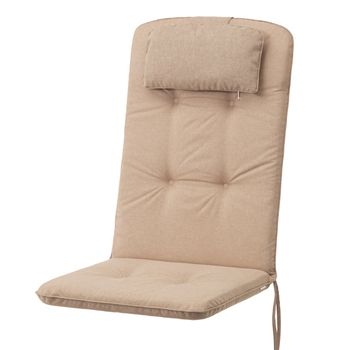 Cojín Benita Con Reposacabezas Para Silla, Sillón De Jardín 121x50x6cm, Beige