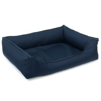 Mestizo Valencia Ortopédico Cama Para Perro Gato Mascotas Sofá En Azul Marino Con Ribete Negro 65 X 50 Cm