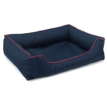 Mestizo Valencia Ortopédico Cama Para Perro Gato Mascotas Sofá En Azul Marino Con Ribete Rojo 65 X 50 Cm