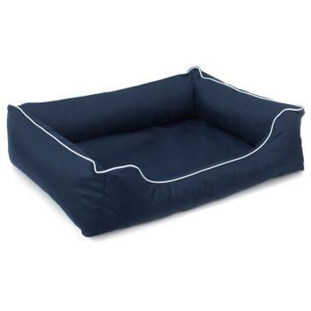 Mestizo Valencia Ortopédico Cama Para Perro Gato Mascotas Sofá En Azul Marino Con Ribete Blanco 65 X 50 Cm