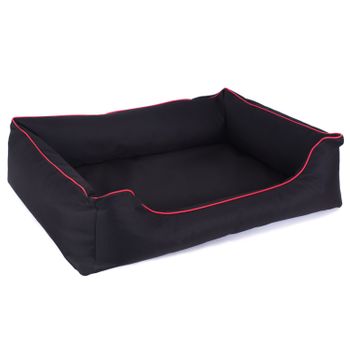 Mestizo Valencia Ortopédico Cama Para Perro Gato Mascotas Sofá En Negro Con Rojo 65 X 50 Cm