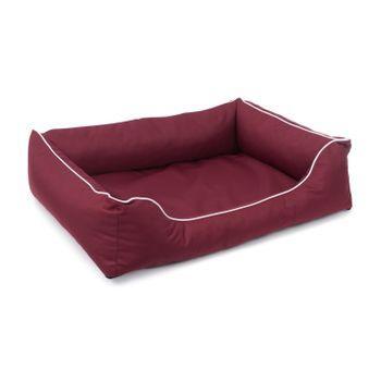 Cama Ortopédica Para Perros Valencia 80 X 60 Cm Color Burdeos Con Borde Blanco