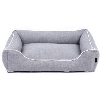 Cama Para Perro Sofá Mallorca Comfort Color Gris Claro Con Ribete Blanco 65x50 Cm