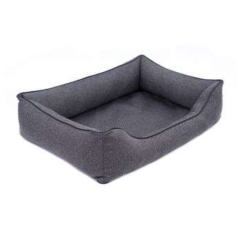 Mestizo Mallorca Orthopedic Cama Para Perros, Sofá, Lavable, Cama Con Certificado Öko-tex, Color Gris Oscuro Con Borde Negro, Dimensiones Exteriores: 65x50 Cm Smo-ste-b-1