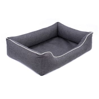 Mestizo Mallorca Orthopedic Cama Para Perros, Sofá, Lavable, Cama Con Certificado Öko-tex, Color Gris Oscuro Con Borde Blanco, Dimensiones Exteriores: 65x50 Cm, Smo-ste-w-1