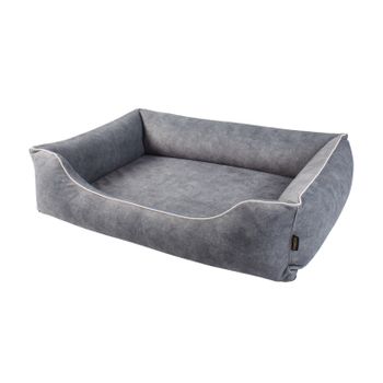 Mestizo Barcelona Standard Twinfoam Sofá Para Mascotas, Cama Para Perros, Gatos, Dimensiones Exteriores: 80x60, Color: Acero Con Borde Blanco