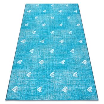 Alfombra Para Niños Hearts Jeans, Vintage Corazones - Turquesa 150x200 Cm