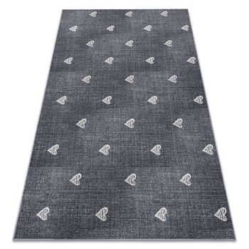 Alfombra Para Niños Hearts Jeans, Vintage Corazones - Gris 150x400 Cm