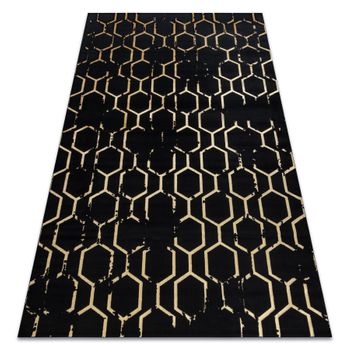 Alfombra Gloss Moderno  407c 86 Elegante, Glamour, Art Deco Negro / Or 280x370 Cm