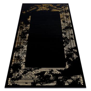 Alfombra Gloss Moderno  408c 86 Marco Elegante, Glamour, Art Deco Negr 280x370 Cm