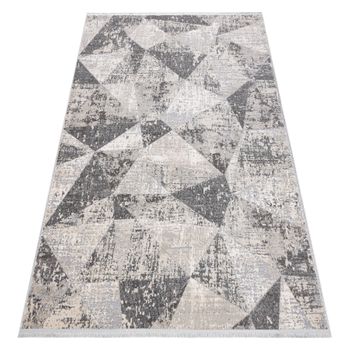 Alfombra Moderna Rebec Franjas 51192a - Dos Niveles De Vellón Crema / 280x370 Cm