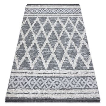 Alfombra Eco Sisal Boho Moroc Diamantes 22297 Franjas - Dos Niveles De 136x190 Cm