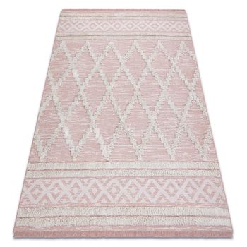 Alfombra Eco Sisal Boho Moroc Diamantes 22297 Franjas - Dos Niveles De 175x270 Cm