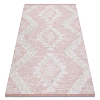 Alfombra Eco Sisal Boho Moroc Diamantes 22312 Franjas - Dos Niveles De 175x270 Cm