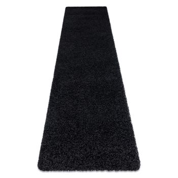 Alfombra, Alfombra De Pasillo Soffi Shaggy 5cm Negro - Para La Cocina, 60x200 Cm