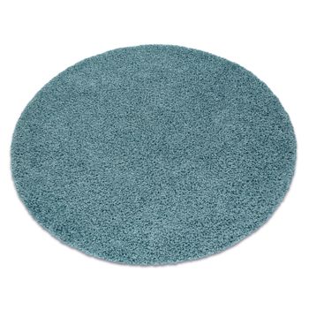 Alfombra Soffi Circulo Shaggy 5cm Azul Circulo 80 Cm