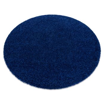 Alfombra Soffi Circulo Shaggy 5cm Azul Oscuro Circulo 80 Cm