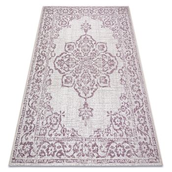 Alfombra Color 47295260 Sisal Ornamento, Marco Beige / Violet 200x290 Cm