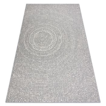 Alfombra Sisal Flat 48832637 Circulos, Puntos Gris / Crema 140x200 Cm