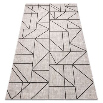 Alfombra De Cuerda Sisal Floorlux 20605 Plateado / Negro / Beige Triá 140x200 Cm