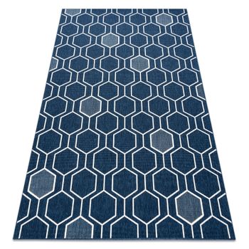 Alfombra Spring 20404994 Sisal Hexagonal, Bucle - Azul 120x170 Cm