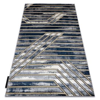 Alfombra De Luxe Moderna 460 Líneas - Structural Azul Oscuro / Oro 140x190 Cm