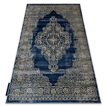 Alfombra De Luxe Moderna 474 Ornamento - Structural Azul Oscuro / Oro 140x190 Cm