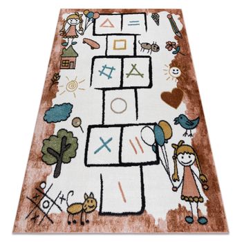 Alfombra Fun Hop Para Niños, Rayuela, Animales Rosado 160x220 Cm