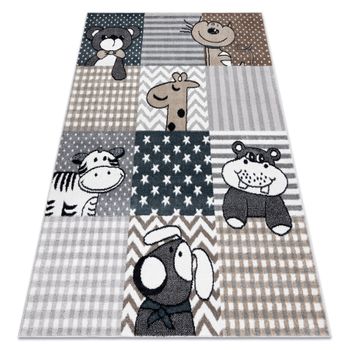 Alfombra Fun Pets Para Niños, Animales Gris 280x370 Cm