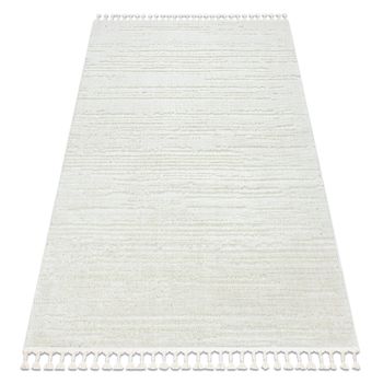 Alfombra Sevilla Ac53b Rayas Blanco Franjas Bereber Marroquí Shaggy 180x270 Cm