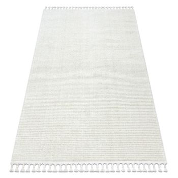 Alfombra Sevilla Pc00b Rayas Blanco Franjas Bereber Marroquí Shaggy 180x270 Cm