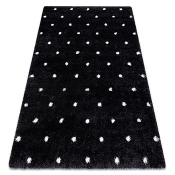 Alfombra Fluffy 2370 Shaggy Puntos - Antracita / Blanco 60x100 Cm