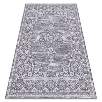 Alfombra De Cuerda Sisal Loft 21213 Ornamento Gris / Plateado / Marfil 140x200 Cm